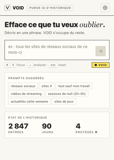 Le popup VOID : une phrase suffit